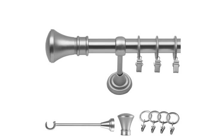 Karnisz pojedynczy metalowy fi 19 chrom mat Monako