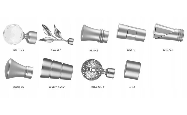 Karnisz pojedynczy metalowy fi 19 chrom mat Moon