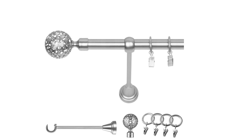 Karnisz pojedynczy metalowy fi 19 chrom mat Moon