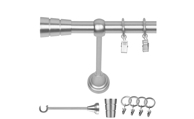 Karnisz pojedynczy metalowy fi 19 chrom mat Walec