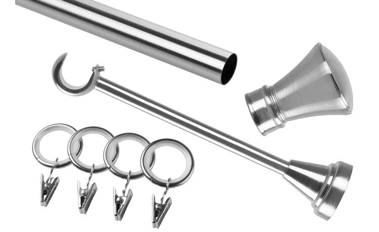 Karnisz pojedynczy metalowy fi 19 chrom mat Walec