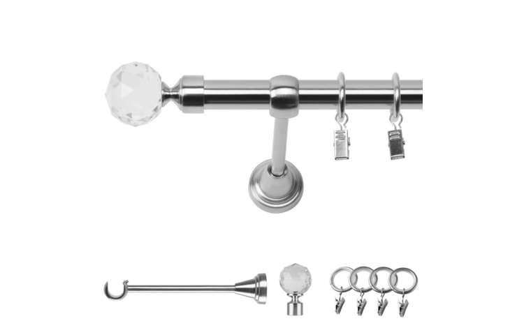 Karnisz pojedynczy metalowy fi 19 efekt stali Belluna