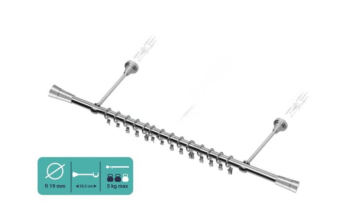 Karnisz pojedynczy metalowy fi 19 efekt stali Doris