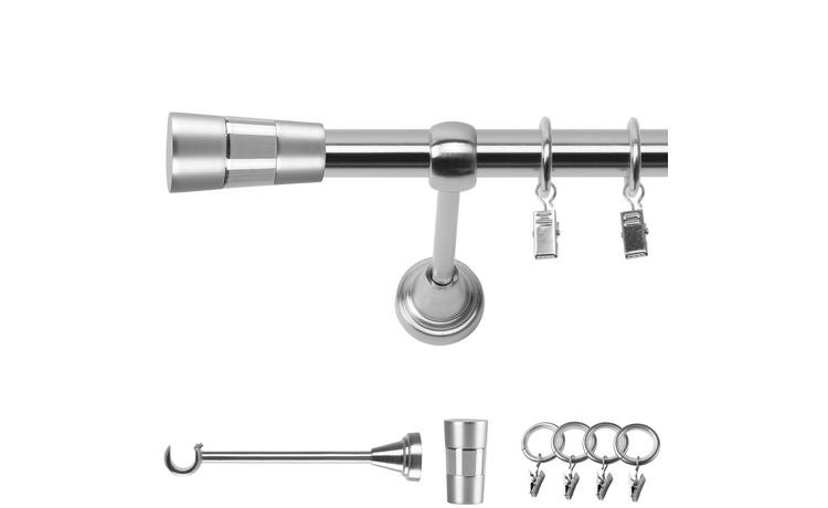 Karnisz pojedynczy metalowy fi 19 efekt stali Doris