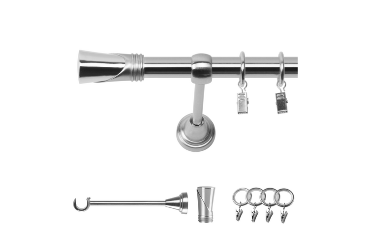 Karnisz pojedynczy metalowy fi 19 efekt stali Duncan