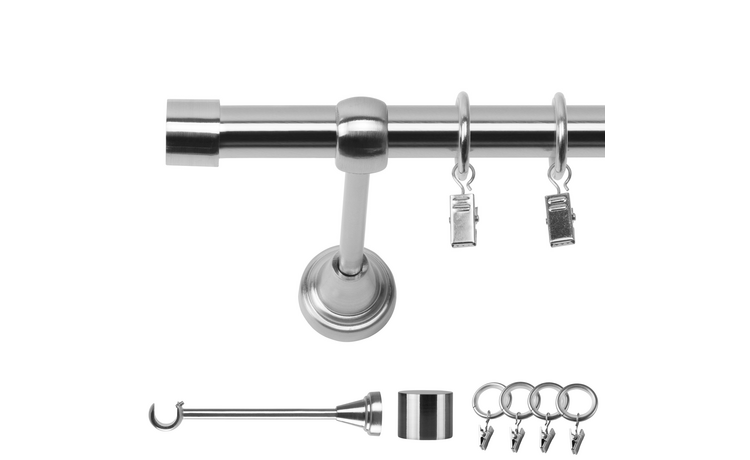 Karnisz pojedynczy metalowy fi 19 efekt stali Luna