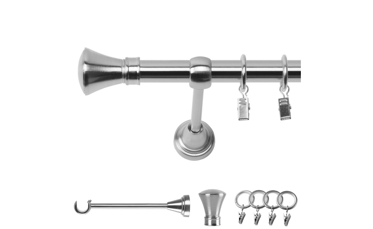 Karnisz pojedynczy metalowy fi 19 efekt stali Monako