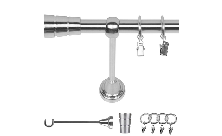 Karnisz pojedynczy metalowy fi 19 efekt stali Walec