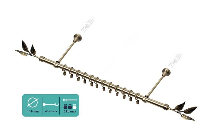 Karnisz pojedynczy metalowy fi 19 złoto antyk Bawaro