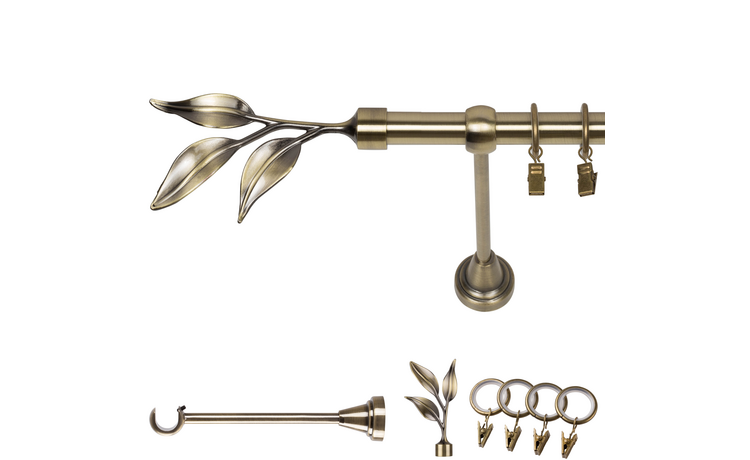 Karnisz pojedynczy metalowy fi 19 złoto antyk Bawaro