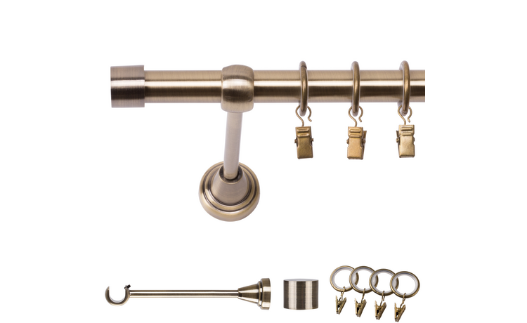 Karnisz pojedynczy metalowy fi 19 złoto antyk Luna