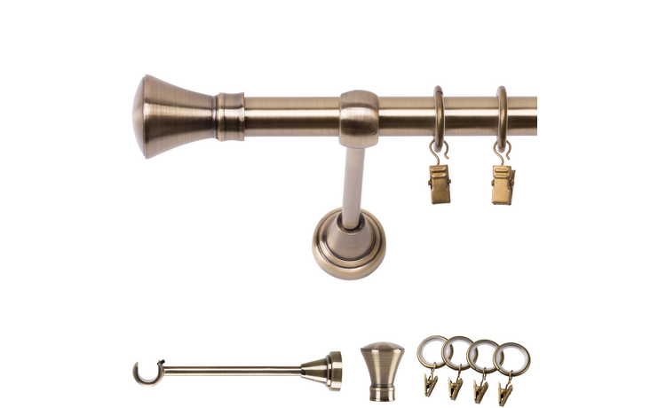 Karnisz pojedynczy metalowy fi 19 złoto antyk Monako