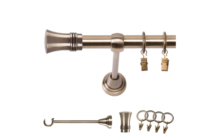 Karnisz pojedynczy metalowy fi 19 złoto antyk Prince