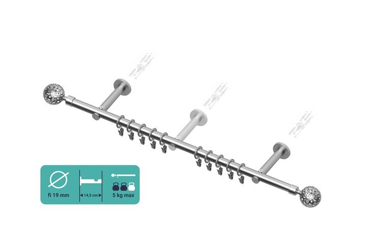 Karnisz pojedynczy nowoczesny fi 19 chrom mat Moon