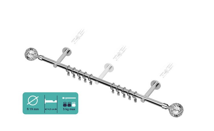 Karnisz pojedynczy nowoczesny fi 19 efekt stali Moon