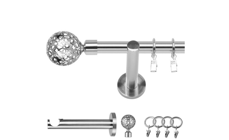 Karnisz pojedynczy nowoczesny fi 19 efekt stali Moon