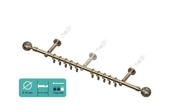 Karnisz pojedynczy nowoczesny fi 19 złoto antyk Moon