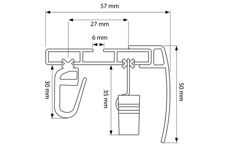 Maskownica do szyny 2+1 aluminiowej białej