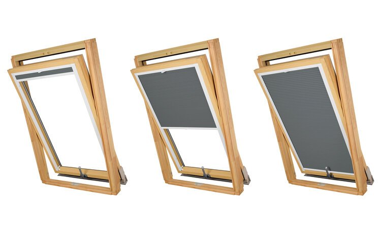 PLISA DACHOWA PLASTER MIODU DO OKNA FAKRO 66x118 TKANINA GRAFIT PROFIL BIAŁY