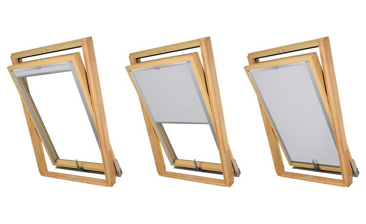 PLISA DACHOWA PLASTER MIODU DO OKNA FAKRO 66x118 TKANINA SZARA PROFIL SREBRNY ANODA
