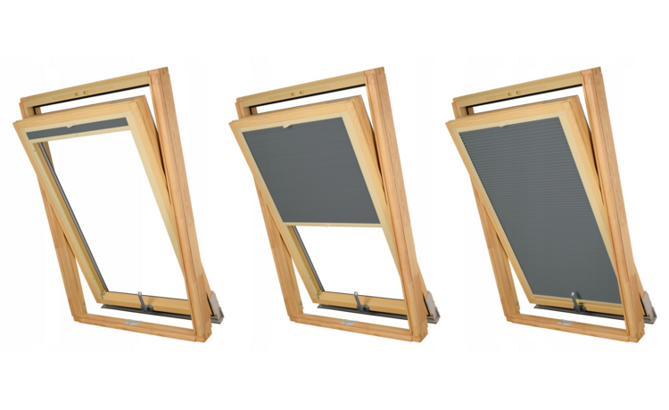 PLISA DACHOWA PLASTER MIODU DO OKNA FAKRO 78x140 TKANINA GRAFIT PROFIL BEŻ