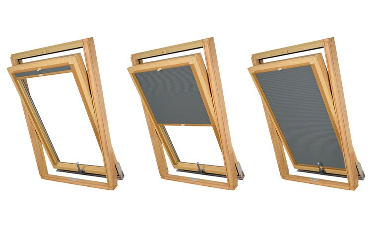 PLISA DACHOWA PLASTER MIODU DO OKNA VELUX MK06 TKANINA GRAFIT PROFIL SOSNA