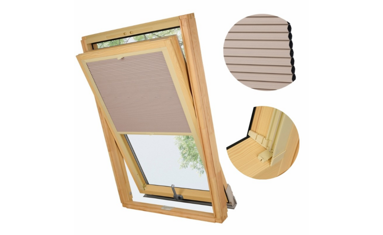 PLISA DACHOWA PLASTER MIODU DO OKNA VELUX MK06 TKANINA RÓŻ PROFIL BEŻ