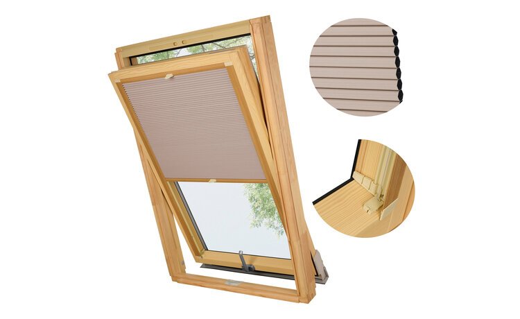 PLISA DACHOWA PLASTER MIODU DO OKNA VELUX MK06 TKANINA RÓŻ PROFIL SOSNA