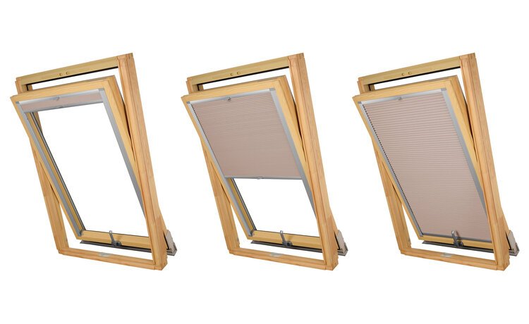 PLISA DACHOWA PLASTER MIODU DO OKNA VELUX MK06 TKANINA RÓŻ PROFIL SREBRNY ANODA