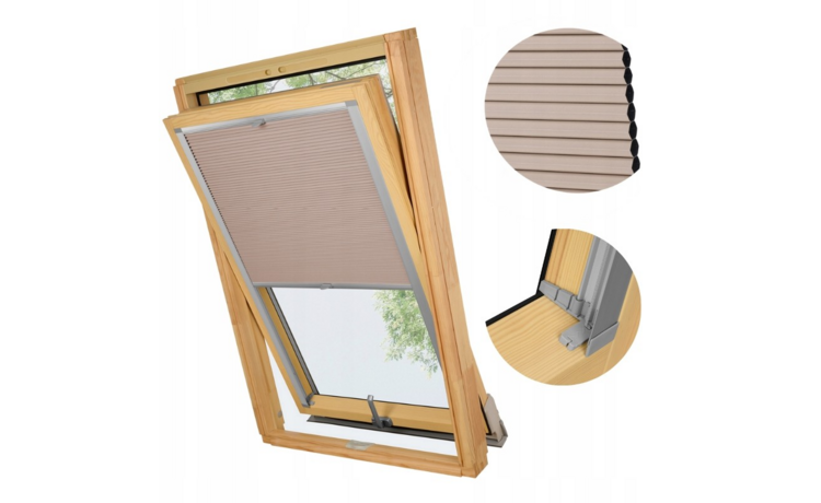 PLISA DACHOWA PLASTER MIODU DO OKNA VELUX MK06 TKANINA RÓŻ PROFIL SREBRNY ANODA