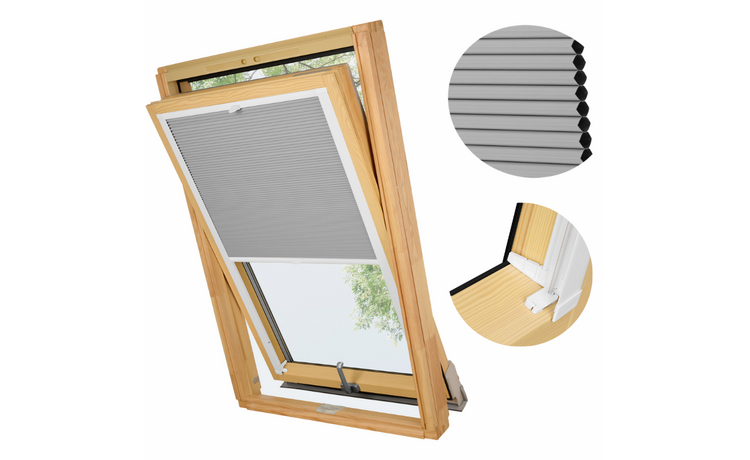 PLISA DACHOWA PLASTER MIODU DO OKNA VELUX MK06 TKANINA SZARA PROFIL BIAŁY