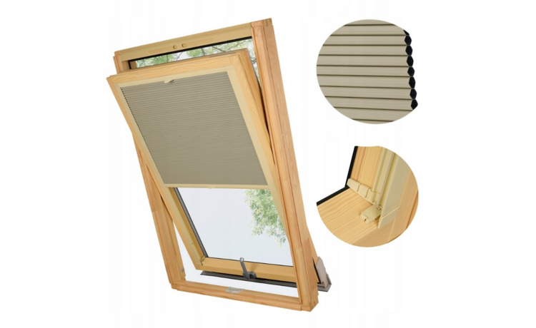 PLISA DACHOWA PLASTER MIODU DO OKNA VELUX MK08 TKANINA BEŻ PROFIL BEŻ