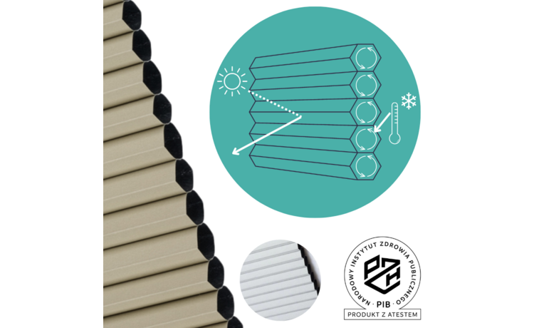 PLISA DACHOWA PLASTER MIODU DO OKNA VELUX MK08 TKANINA BEŻ PROFIL BEŻ