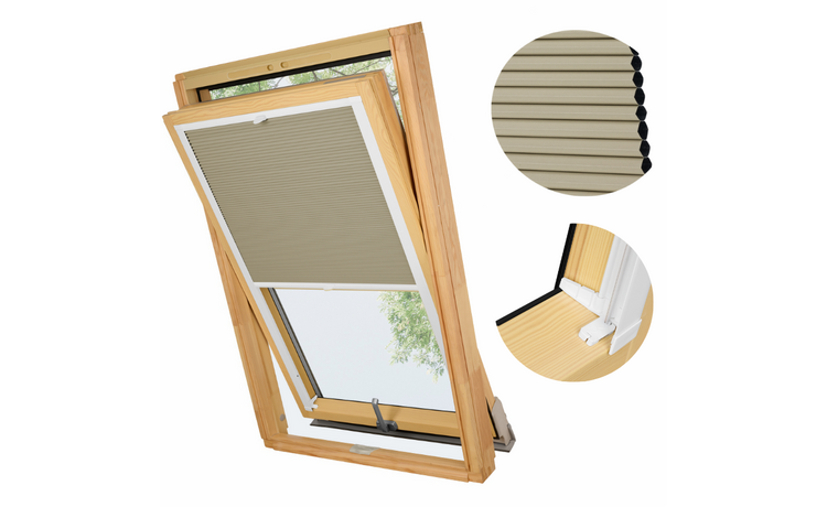 PLISA DACHOWA PLASTER MIODU DO OKNA VELUX MK08 TKANINA BEŻ PROFIL BIAŁY
