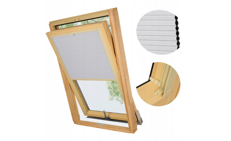 PLISA DACHOWA PLASTER MIODU DO OKNA VELUX MK08 TKANINA BIAŁA PROFIL BEŻ