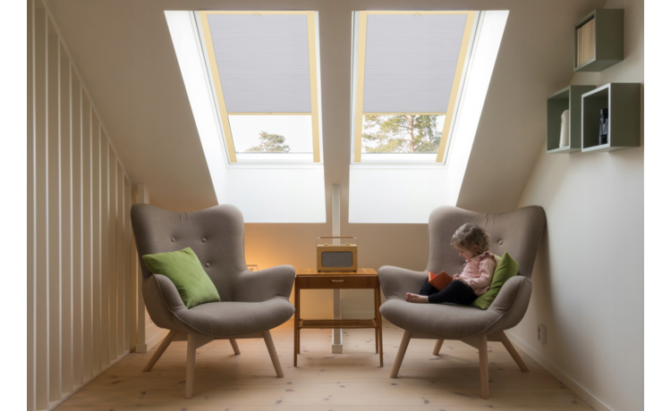 PLISA DACHOWA PLASTER MIODU DO OKNA VELUX MK08 TKANINA BIAŁA PROFIL SOSNA