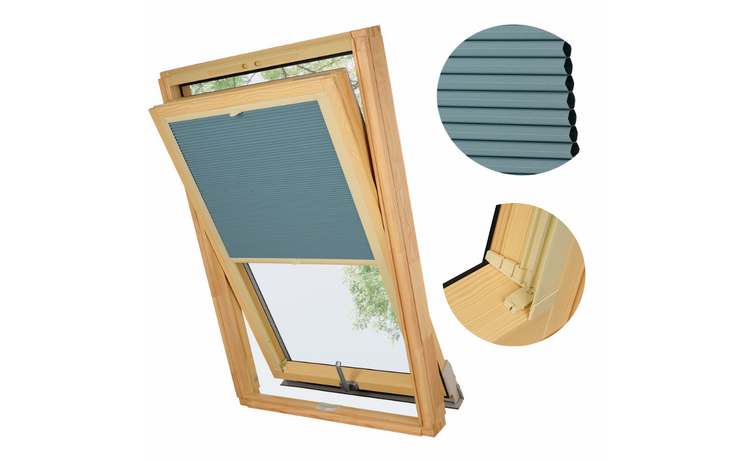 PLISA DACHOWA PLASTER MIODU DO OKNA VELUX MK08 TKANINA BŁĘKIT PROFIL BEŻ