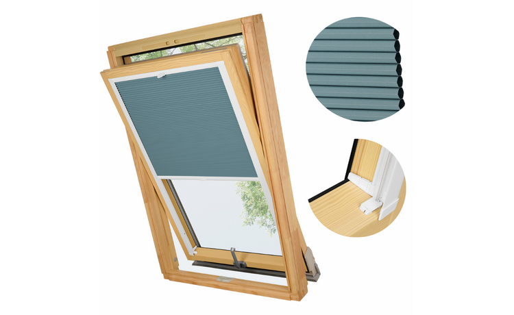 PLISA DACHOWA PLASTER MIODU DO OKNA VELUX MK08 TKANINA BŁĘKIT PROFIL BIAŁY