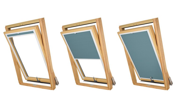PLISA DACHOWA PLASTER MIODU DO OKNA VELUX MK08 TKANINA BŁĘKIT PROFIL BIAŁY