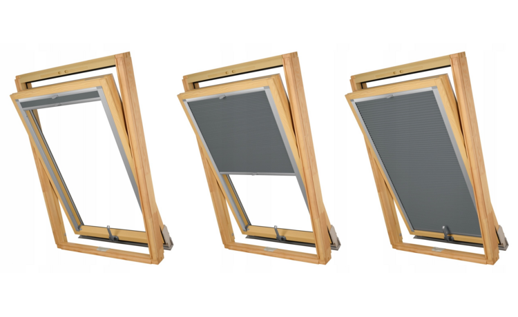 PLISA DACHOWA PLASTER MIODU DO OKNA VELUX MK08 TKANINA GRAFIT PROFIL SREBRNY ANODA