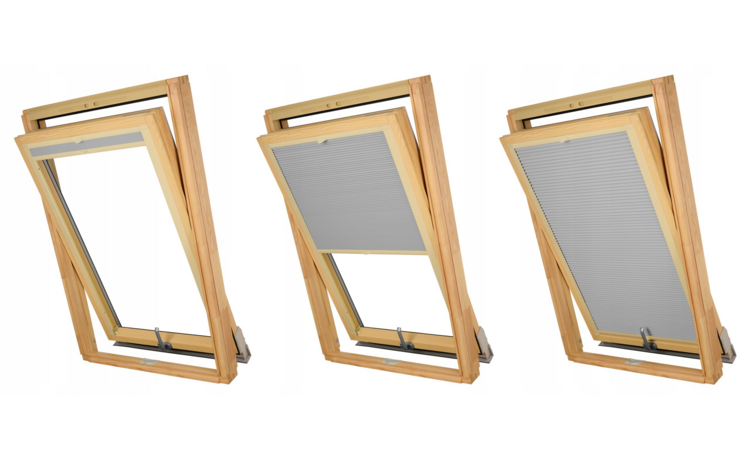 PLISA DACHOWA PLASTER MIODU DO OKNA VELUX MK08 TKANINA SZARA PROFIL BEŻ