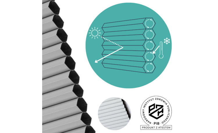 PLISA DACHOWA PLASTER MIODU DO OKNA VELUX MK08 TKANINA SZARA PROFIL BIAŁY