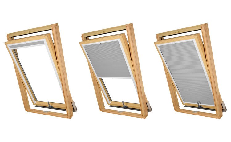 PLISA DACHOWA PLASTER MIODU DO OKNA VELUX MK08 TKANINA SZARA PROFIL BIAŁY