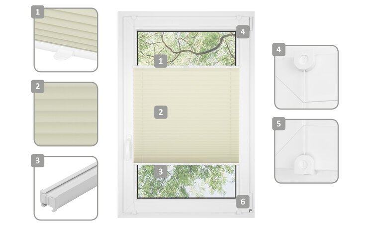 Roleta plisowana klasyczna 2079MK ECRU profil Biały