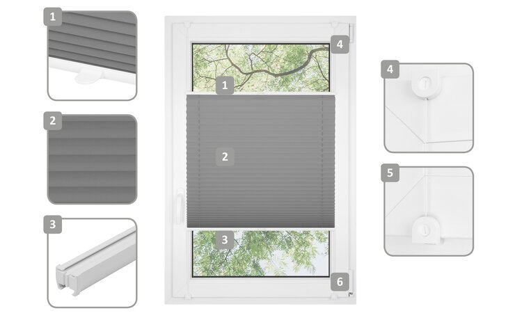 Roleta plisowana klasyczna 526MK SZARY profil Biały