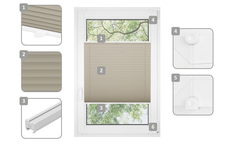 Roleta plisowana klasyczna 555MK BEŻ profil Biały