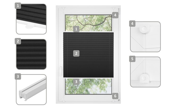 Roleta plisowana klasyczna 671MK GRAFIT profil Biały