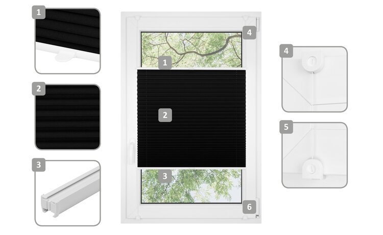 Roleta plisowana klasyczna 753MK CZARNY profil Biały