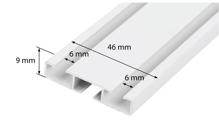 Szyna 2+1 aluminiowa biała podwójna z maskownicą i agrafkami