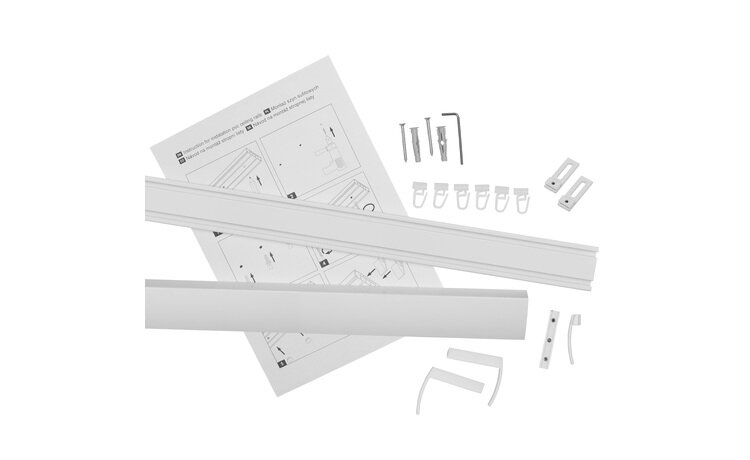 Szyna 2+1 aluminiowa biała podwójna z maskownicą i agrafkami